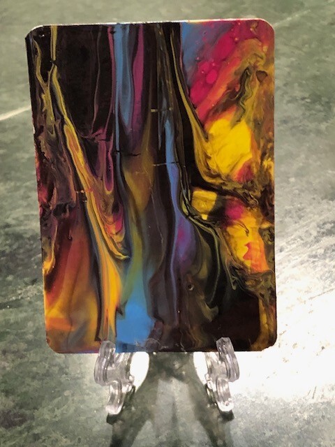 ACEO Art Trading Card ATC Original Abstract Acrylic Painting 2.3×3.5 inches OOAK