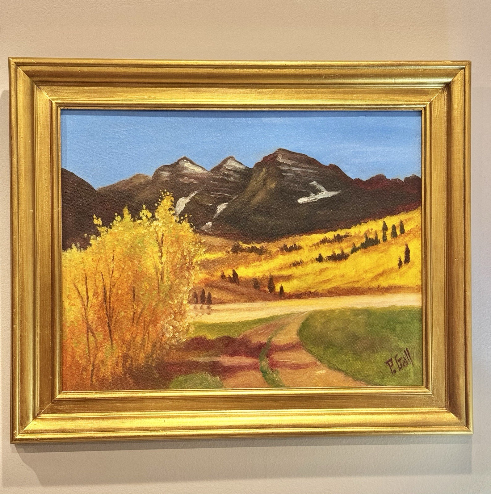 Vintage Original Oil Painting “Sawtooth Mountains” of Idaho: 14”x18” Framed ***