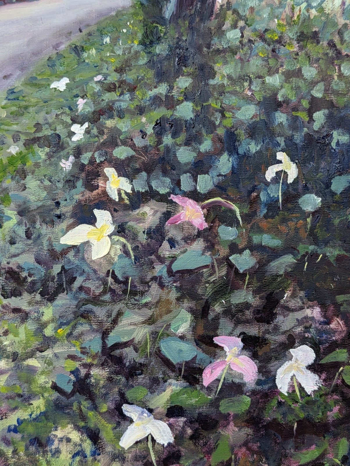 Set of 2 Gordon L. Ord Original Oil Paintings – “Pine Tree Lane” Deer & Trillium