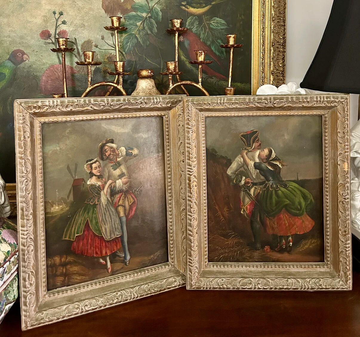 Pair of Antique Italian Oil Paintings