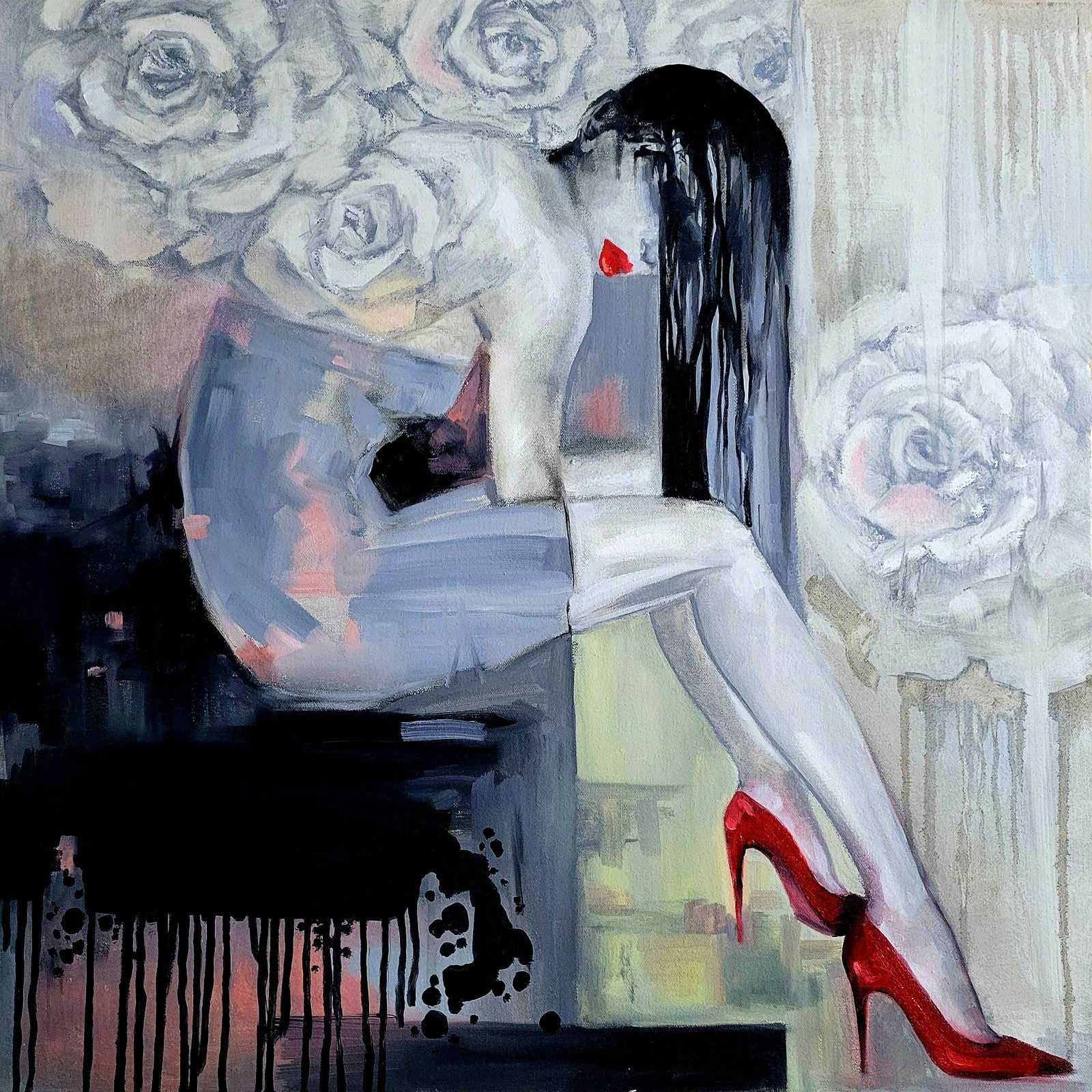 Original Oil on Gallery 1.5 in wrap canvas 24×24 in*YOU NEVER LOVED ME*Sign