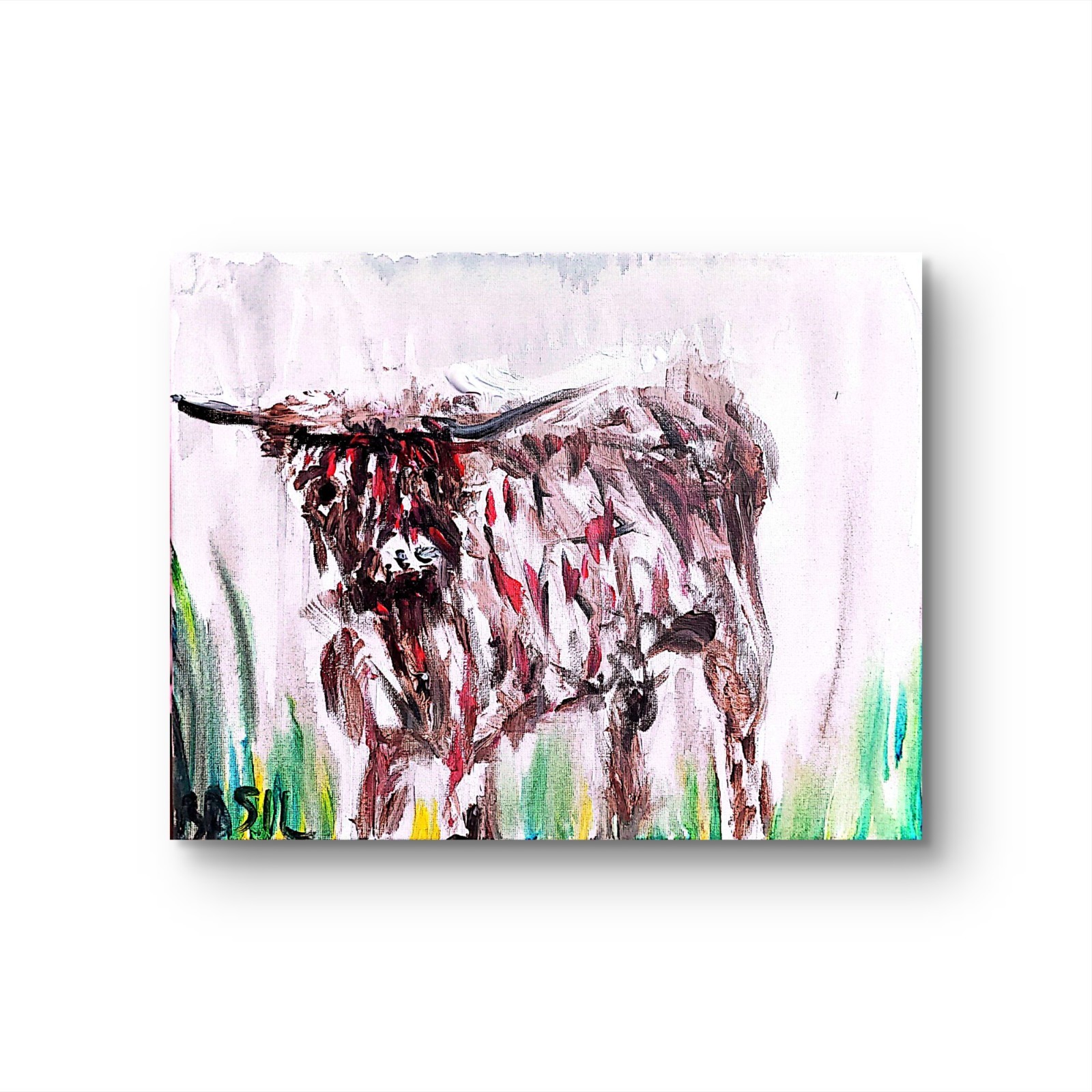 Red Bison Contemporary Expressionist Original Painting