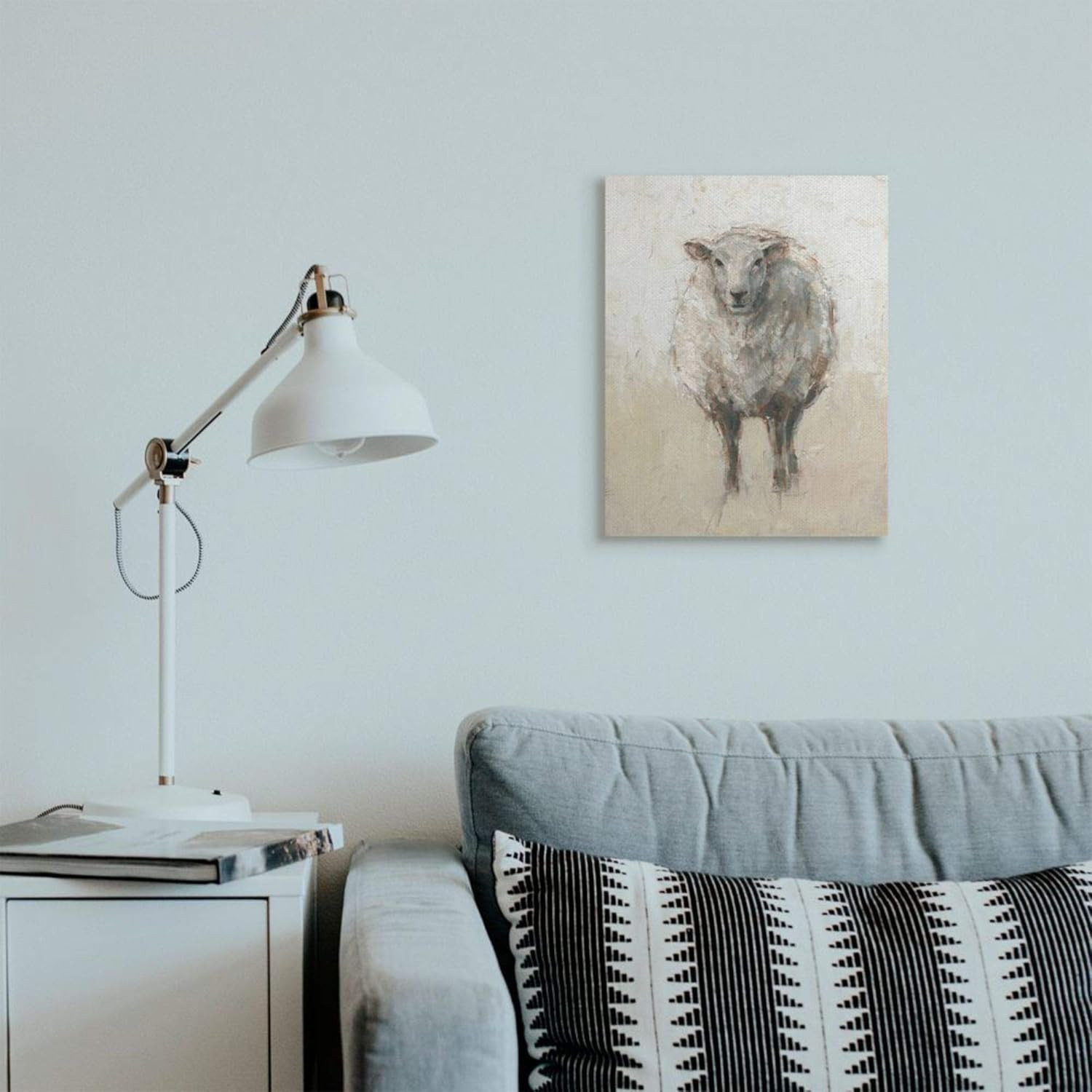 Minimal Sheep Painting Beige Tan Farm Animal Canvas Ethan Harper Wall Art, 16 X