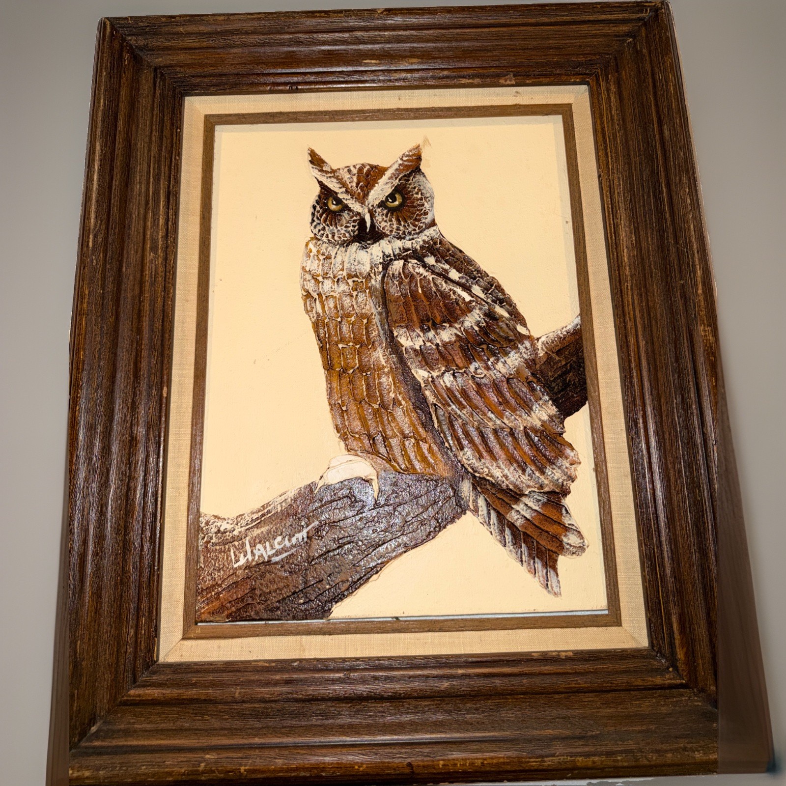 Frank Walcutt Signed Owl Oil Painting On Canvas 1970’s 20×24