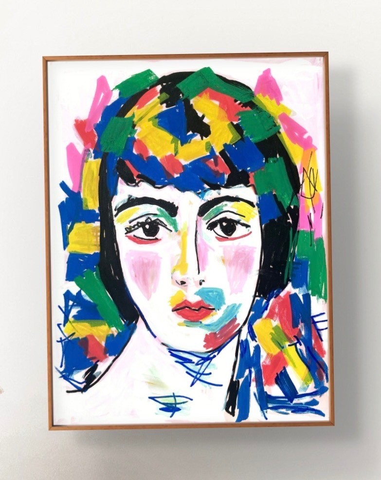 Hand Painted Portrait Expressionis Colorful Acrylic 11×14 Canvas, Holly Hammond