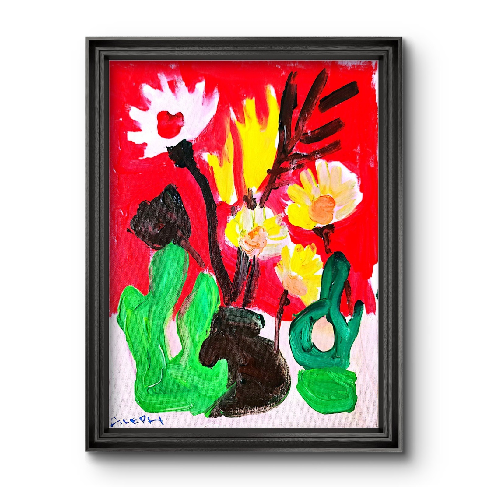 Aleph Original Botanical14x11 Abstract Expressionist Original Painting Canvas