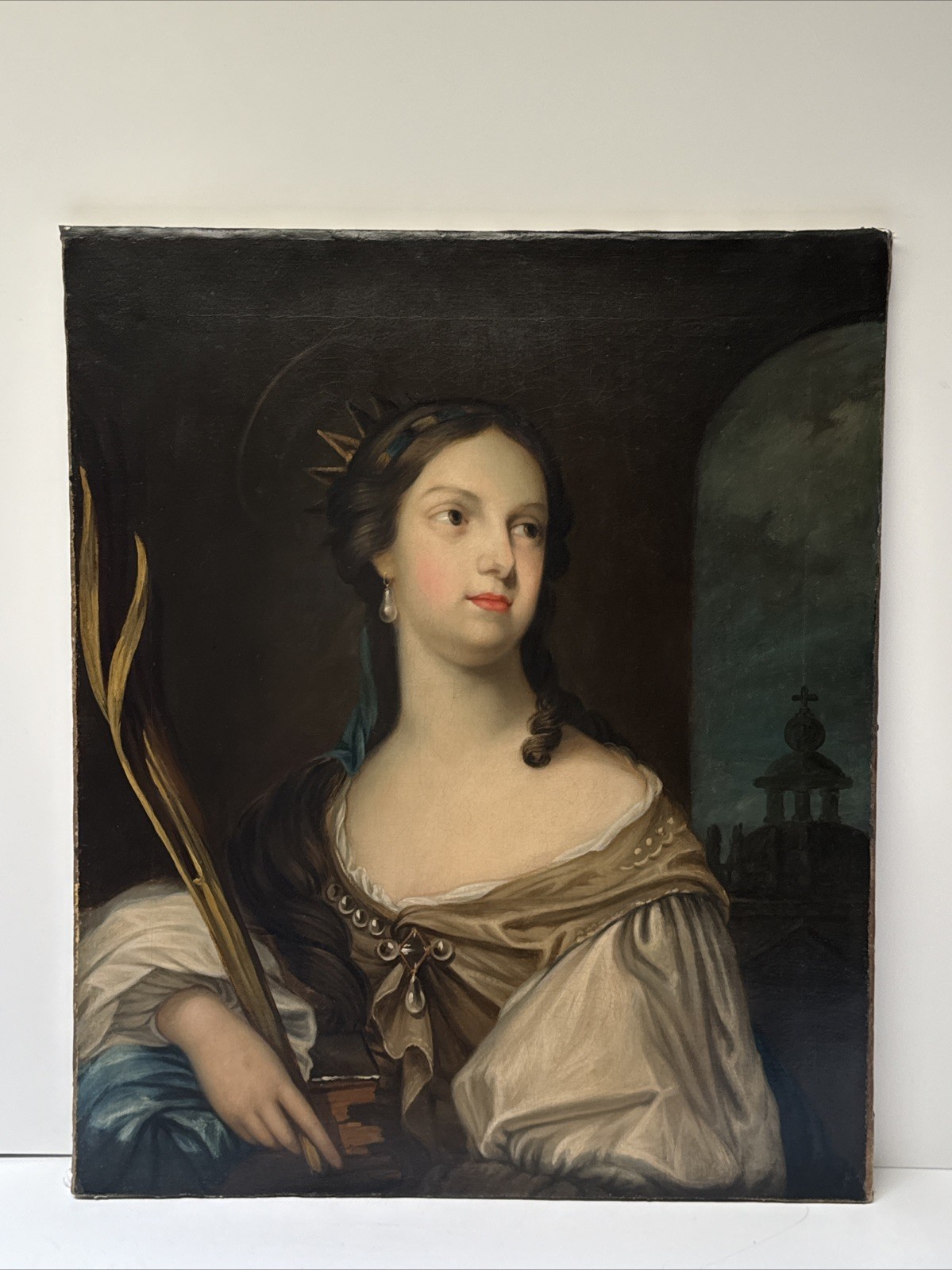 Old Master Painting Queen Crown Madonna Church Iconic 17th 18th Century Antique