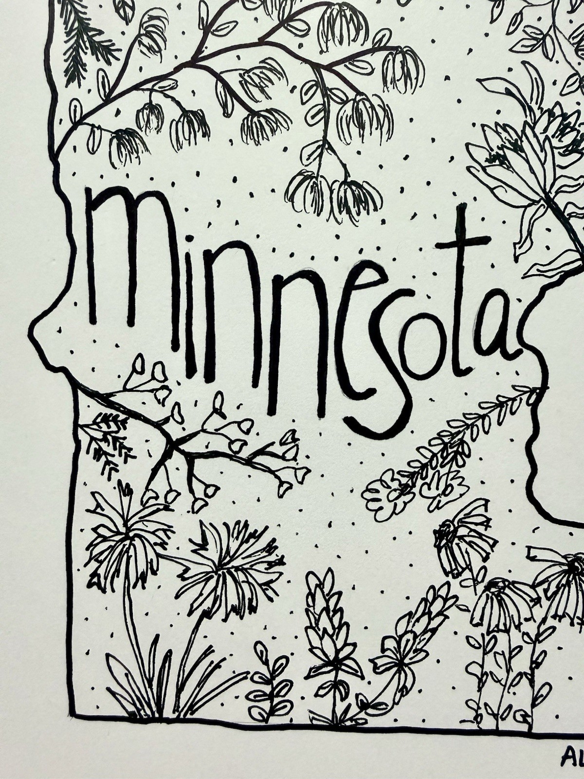 MINNESOTA state art handmade wall Paper artist signed original 8.5X11″ unframed