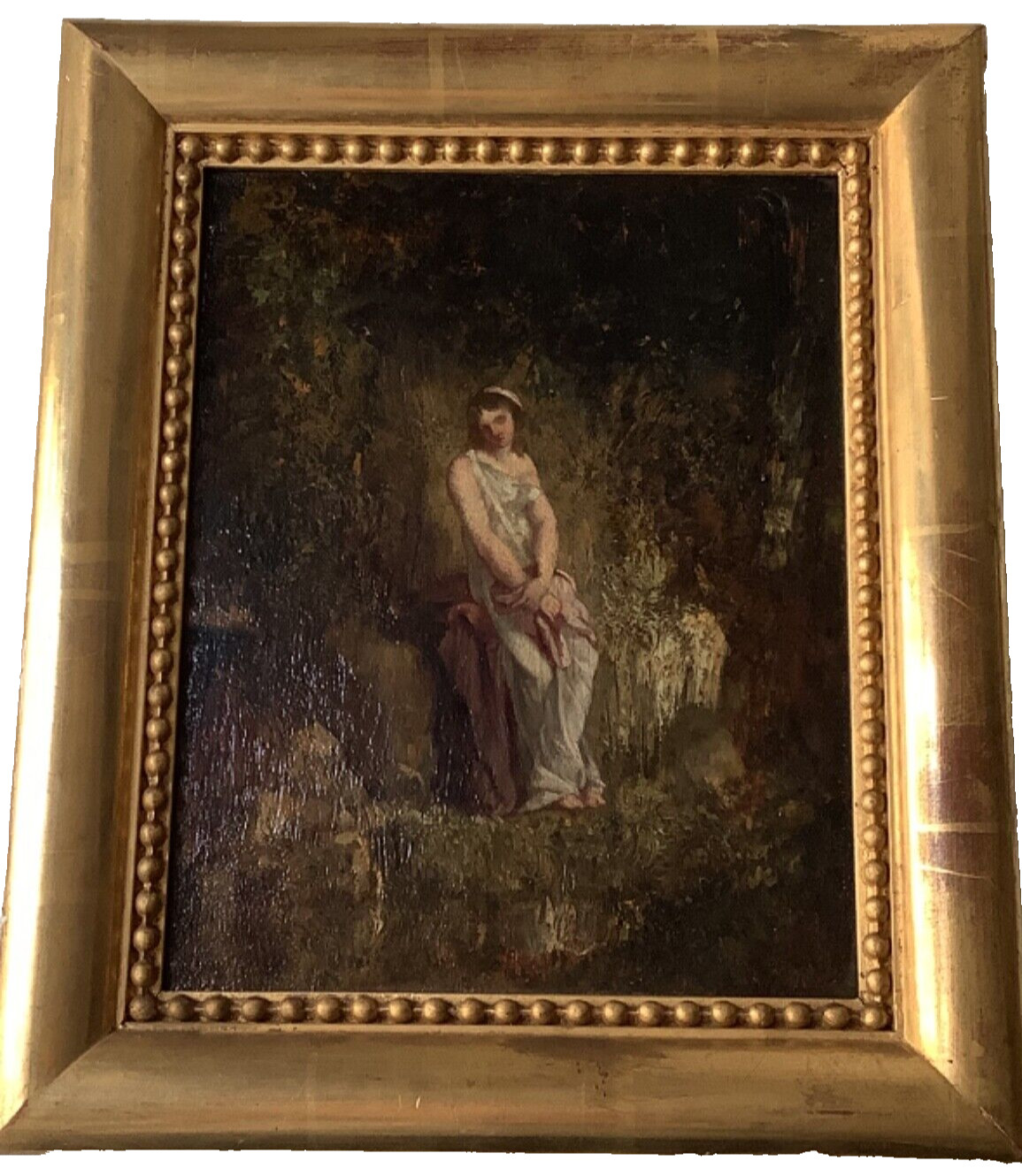 DIAZ DE LA PENA SIGNED – FRENCH BARBIZON OIL ON WOOD – WOMAN IN A LANDSCAPE