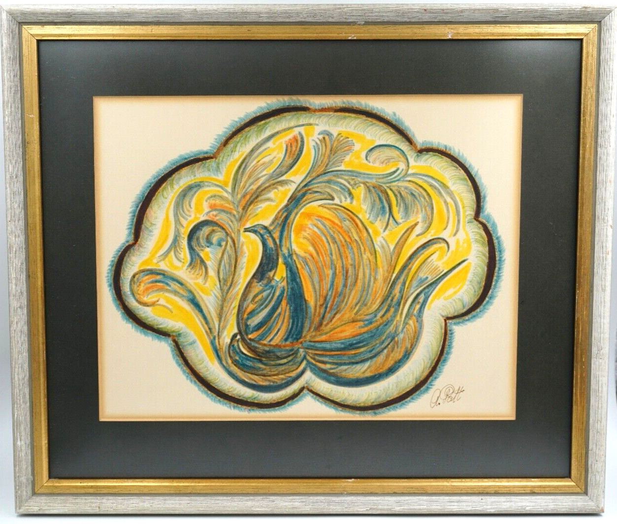 Artist Signed A. Patt – Artwork Print Psychedelic Framed Art 16 1/4″ – 19 1/4″