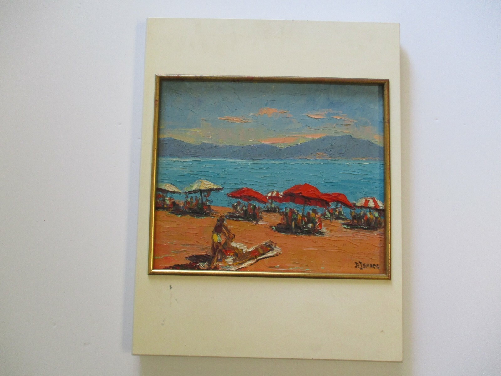 VINTAGE BEACH SCENE LIFE SUNNY LANDSCAPE COASTAL IMPRESSIONIST MASTERFUL MYSTERY