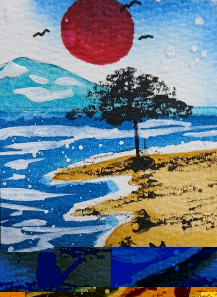 Aceo Mixed Media Landscape Abstract