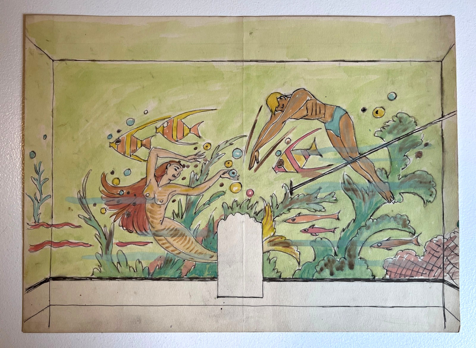 Antique Vintage Watercolor Art Painting by Hazel Frazee, Chicago, IL