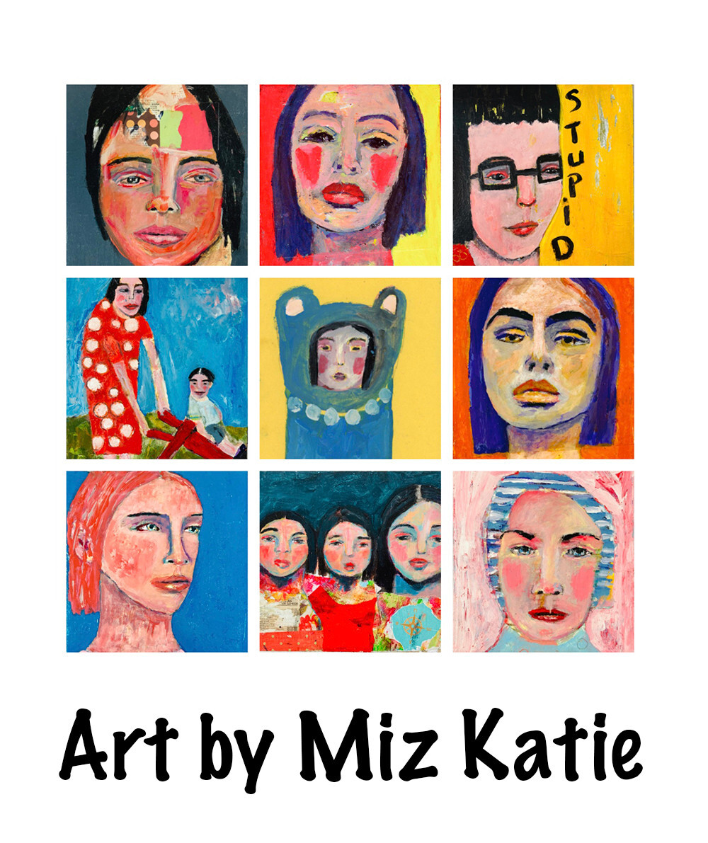 Miniature Acrylic Unique Woman Portrait Painting Original 4×4 Art Miz Katie