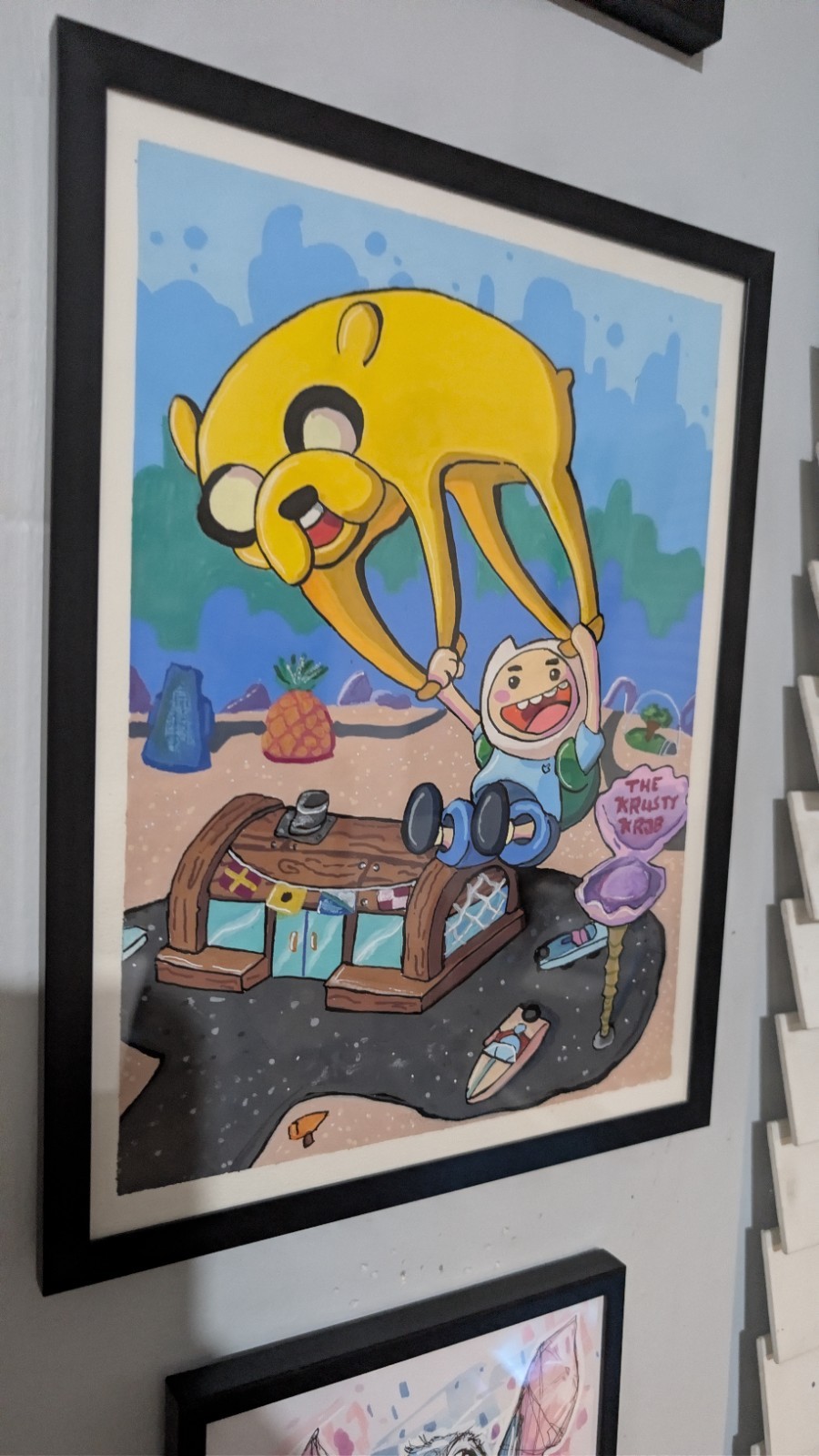 Adventure Time / SpongeBob Mashup Painting (9 X 12)