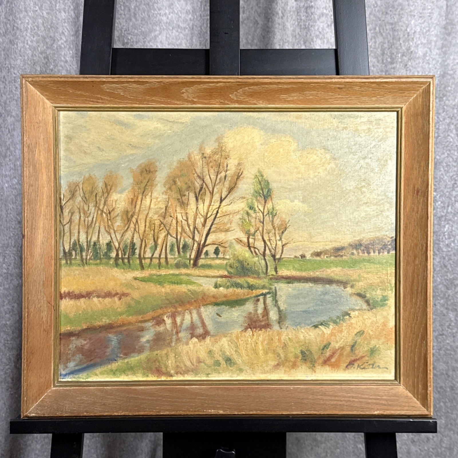Early-Mid 20thC Oil On Board Painting Landscape Signed O Kitler 23×19”