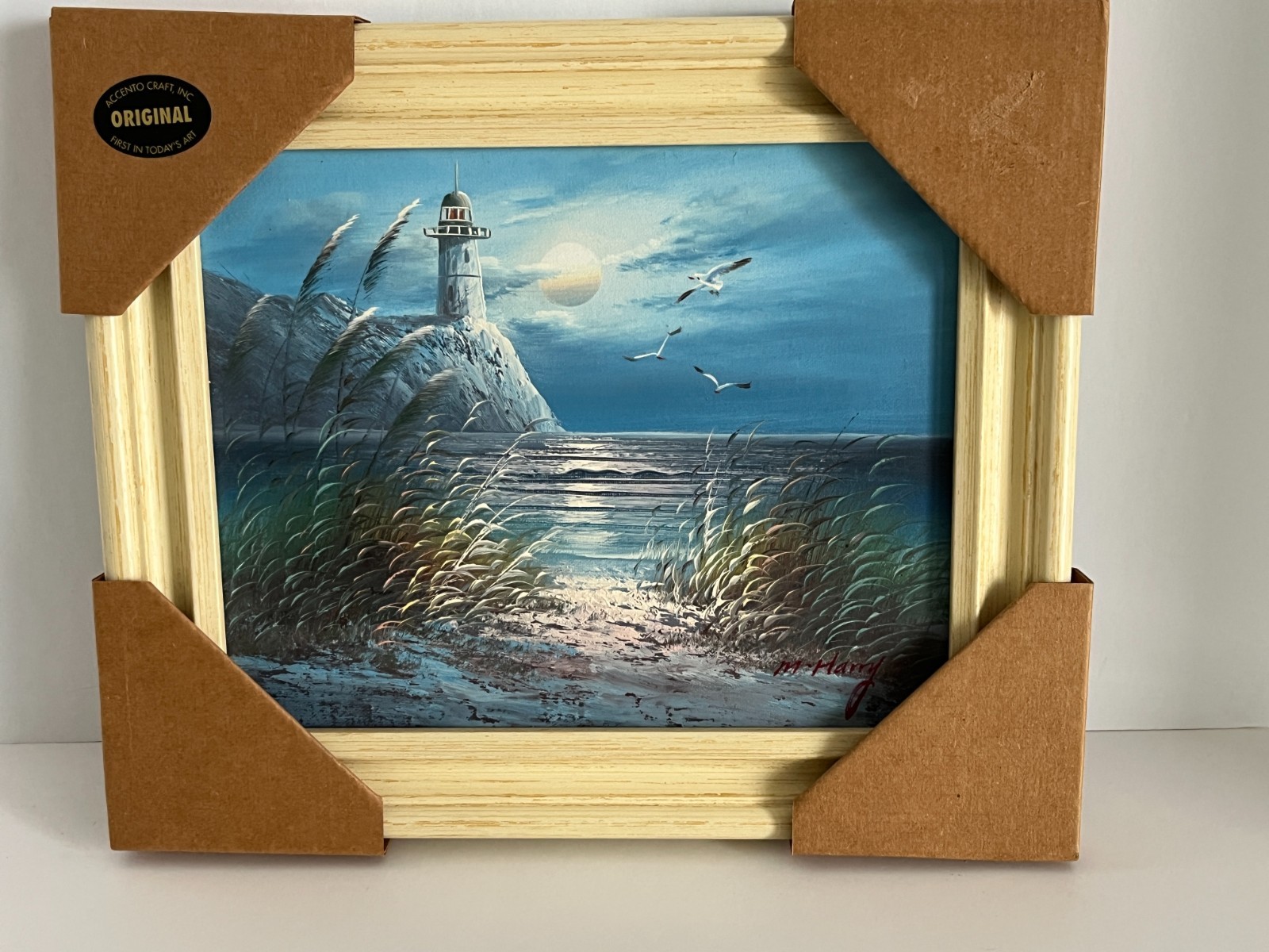 Hand Painted Sea Scape On Canvas M. Harry 10 3/4″ x 12 1/2