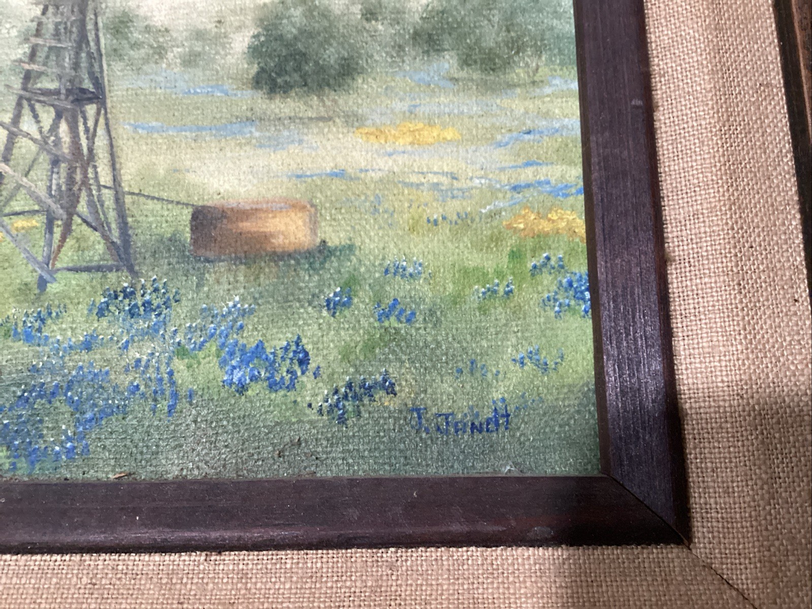 Pair Original Texas Bluebonnet ~ Windmill Paintings ~ Texas Hill Country Artist