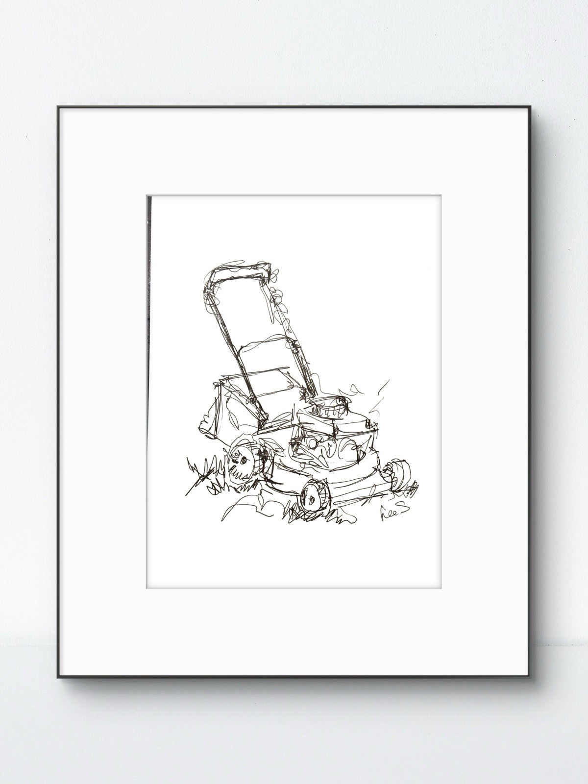 Original Abstract Expressionism 9×12 Lawnmower Garden Signed Fine Art 17