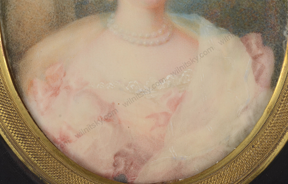 “Portrait of a young blonde lady”, fine French miniature, ca.1830