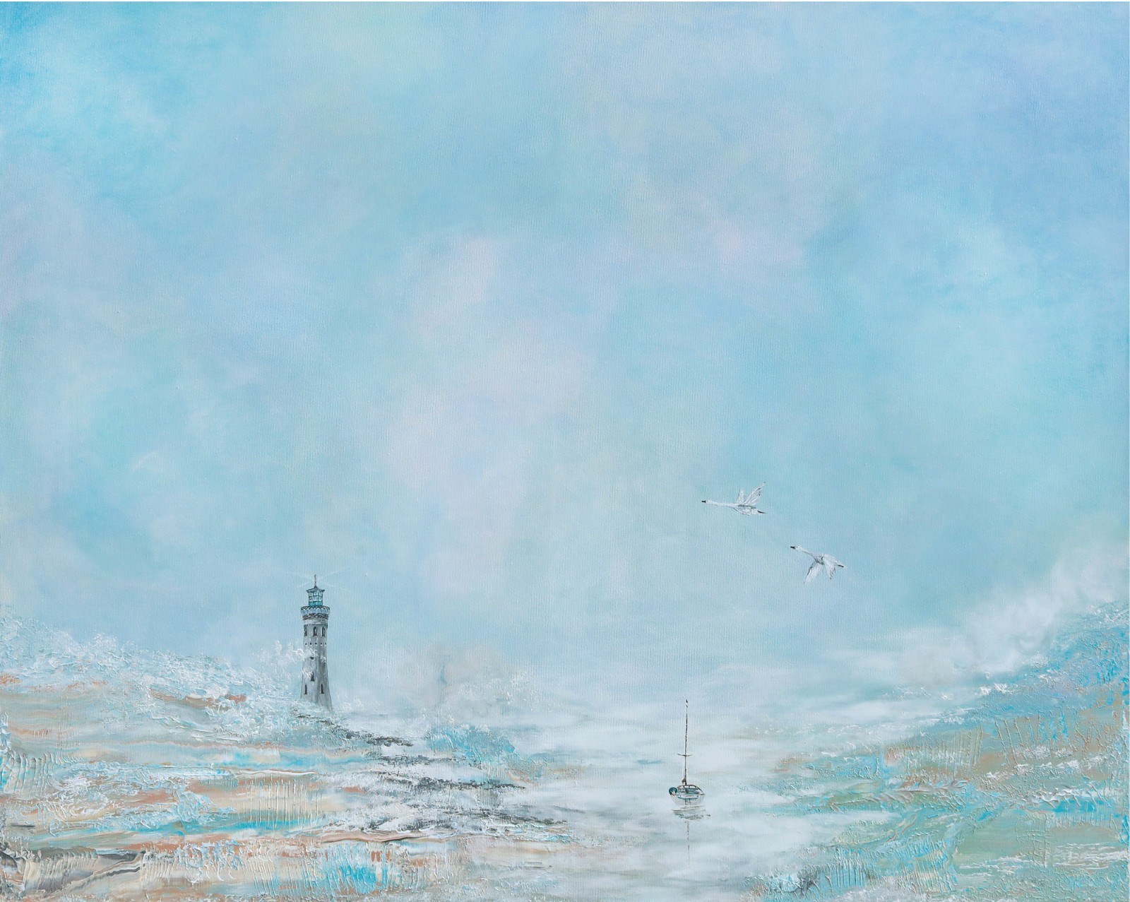 Large Coastal landscape painting Beach house wall art
