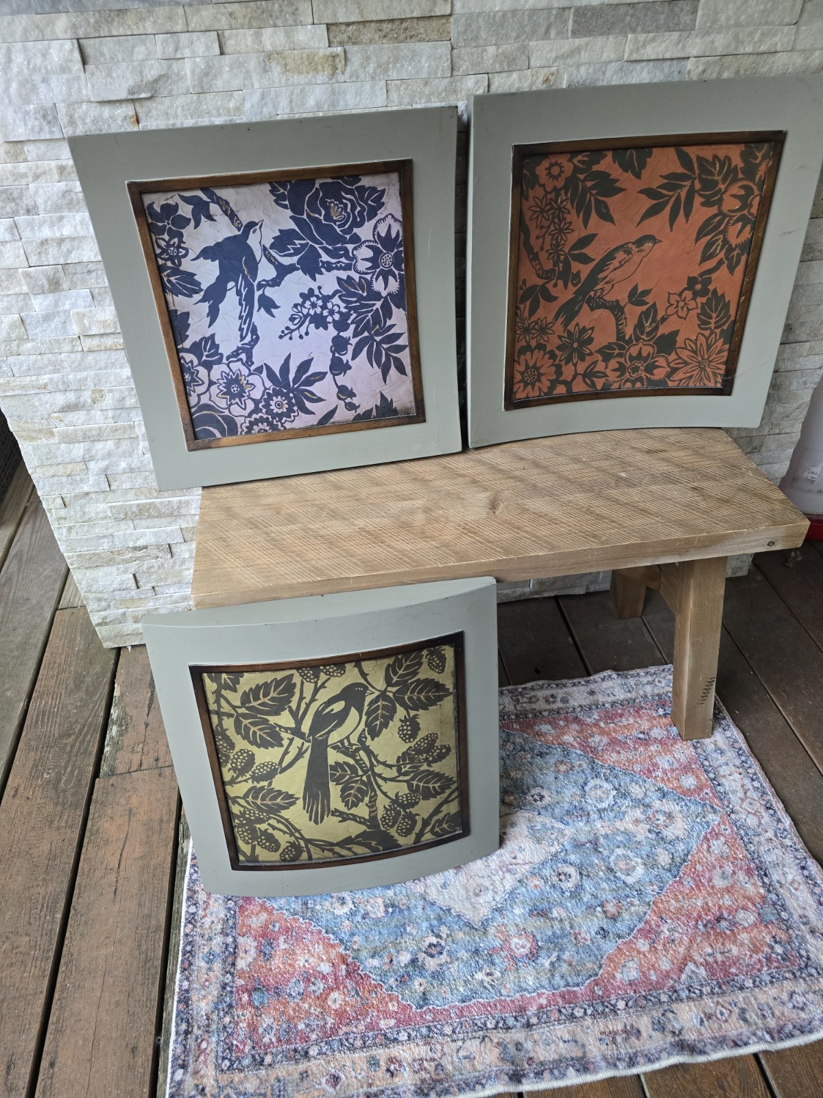 Bird Song by Artist Gregory Gorham Trio of Framed Art Collection GORGEOUS COLORS