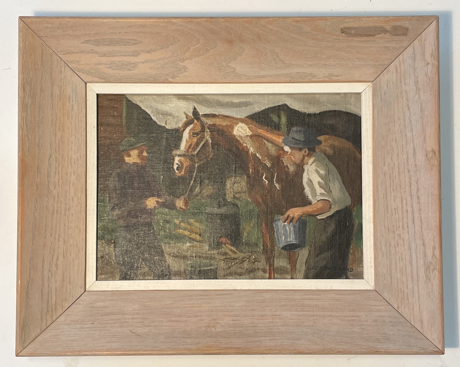 Lee Townsend Original Oil Painting Horse Trainer Owner Hockey Signed 1950s