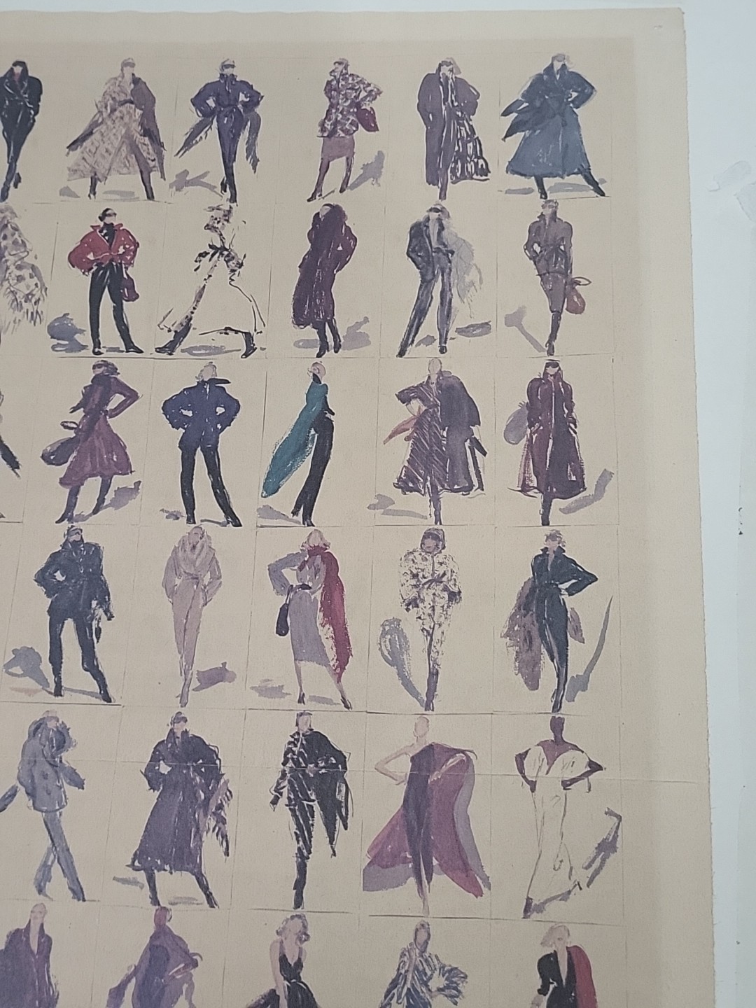 Halston Joe Eula Signed Poster Of 78 1978 Water Color Winter Fashion 21″×14″