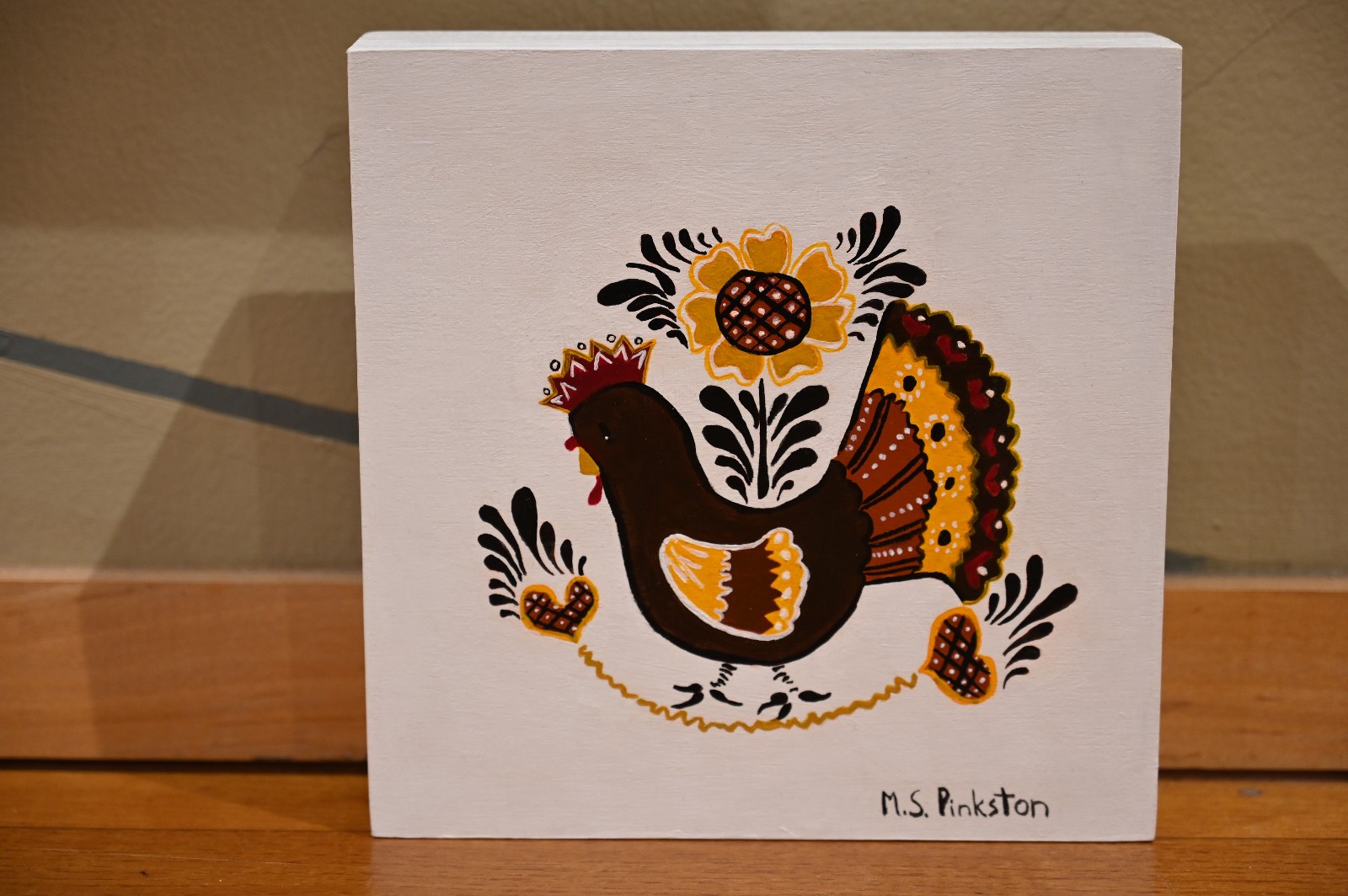 Small acyrlic painting of Turkey in Slovakian Folk style
