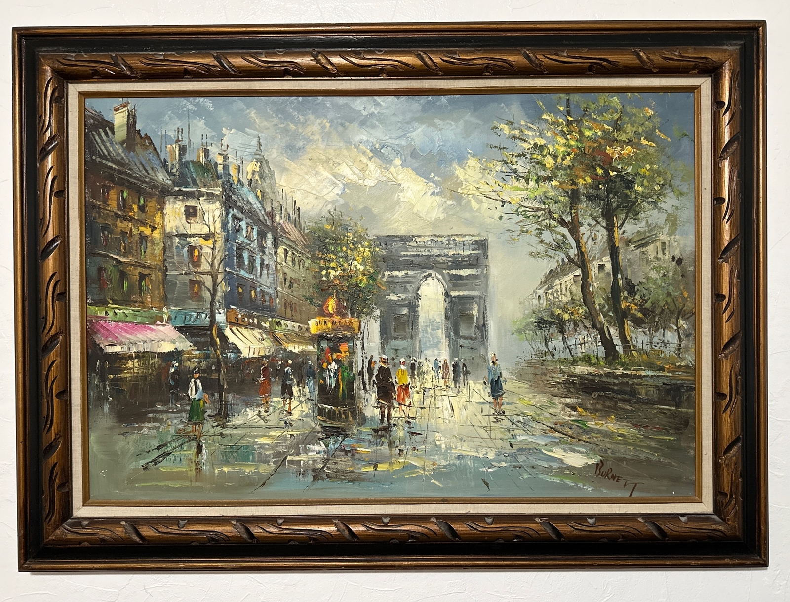 Caroline Burnett oil painting Paris. 35.5″ X 23.5″ (Canvas Size) in Wood Frame