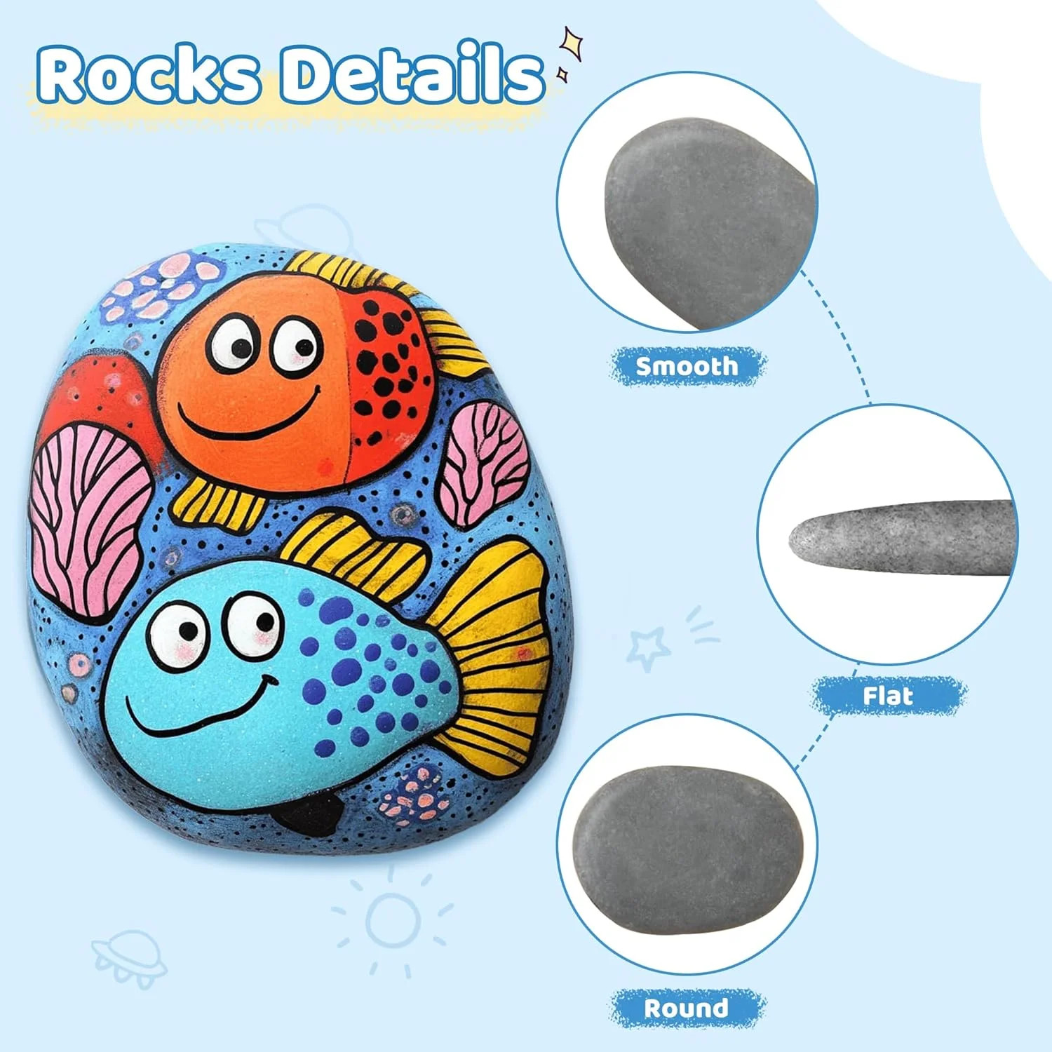 DALTACK 40 Pcs Large Rocks for Painting 25pcs 2-3in & 15pcs 3-4in Natural Flat &
