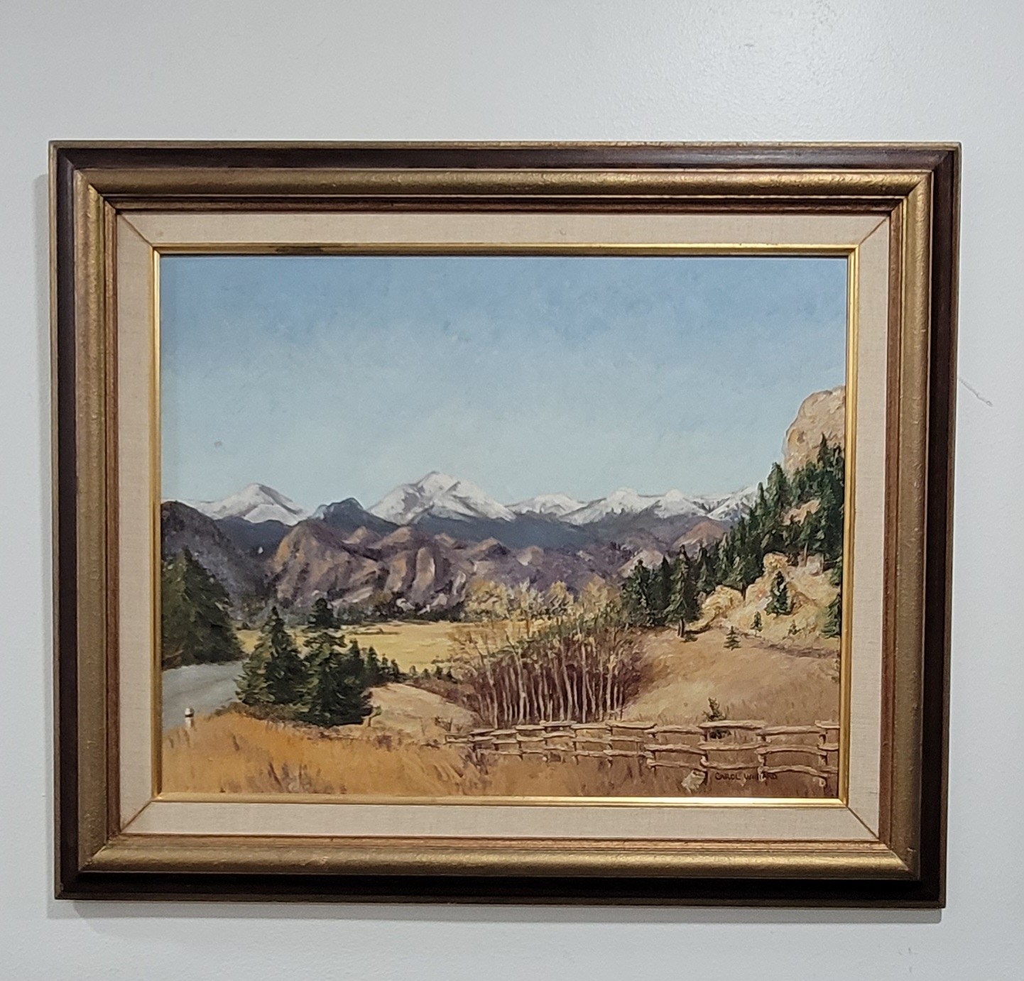 Vintage Oil Painting By Woman Artist “Rocky Mountains Wyoming” 1971