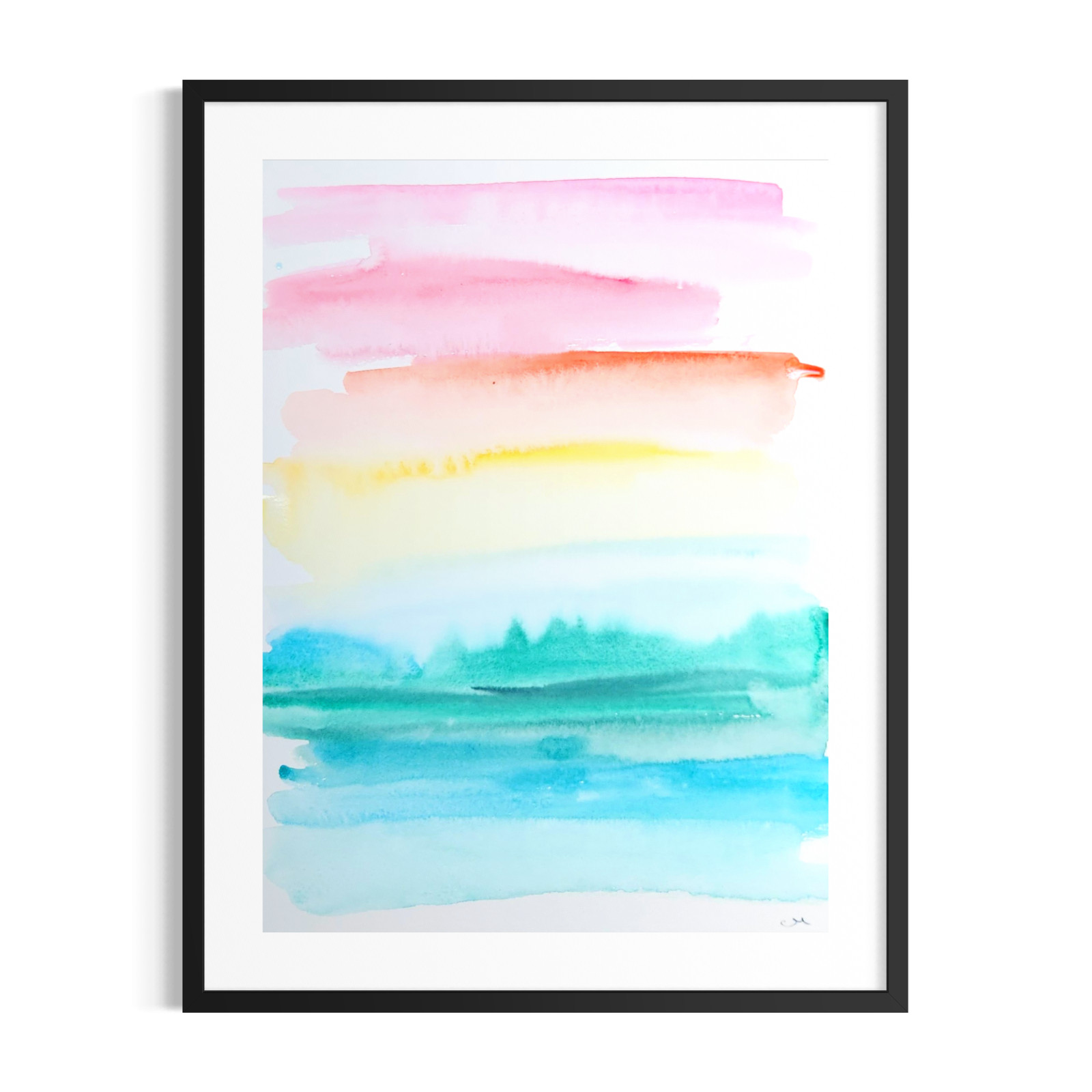 Original Abstract Landscape 9×12 Painting Acrylic Colorful Sunset Wall Art Paper