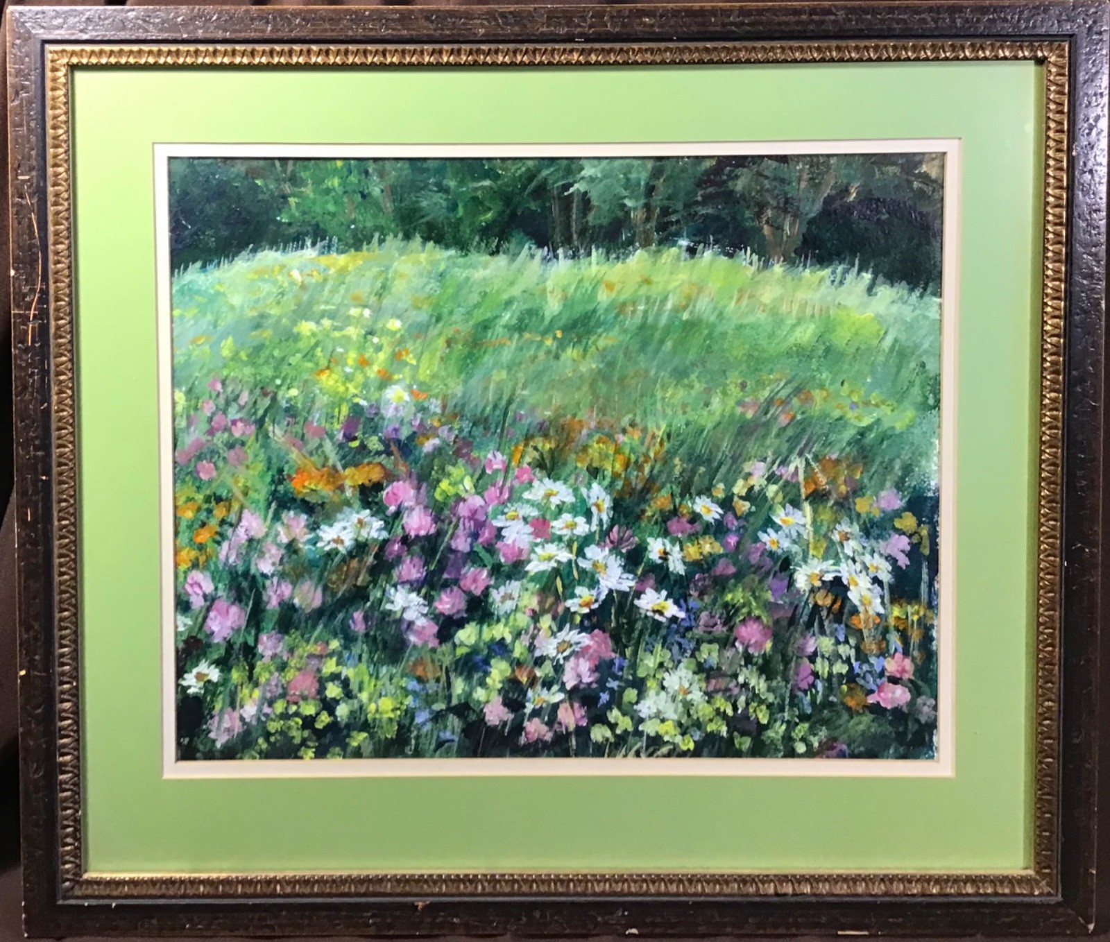Painting on Board,Original,Floral Field,Unknown Artist,