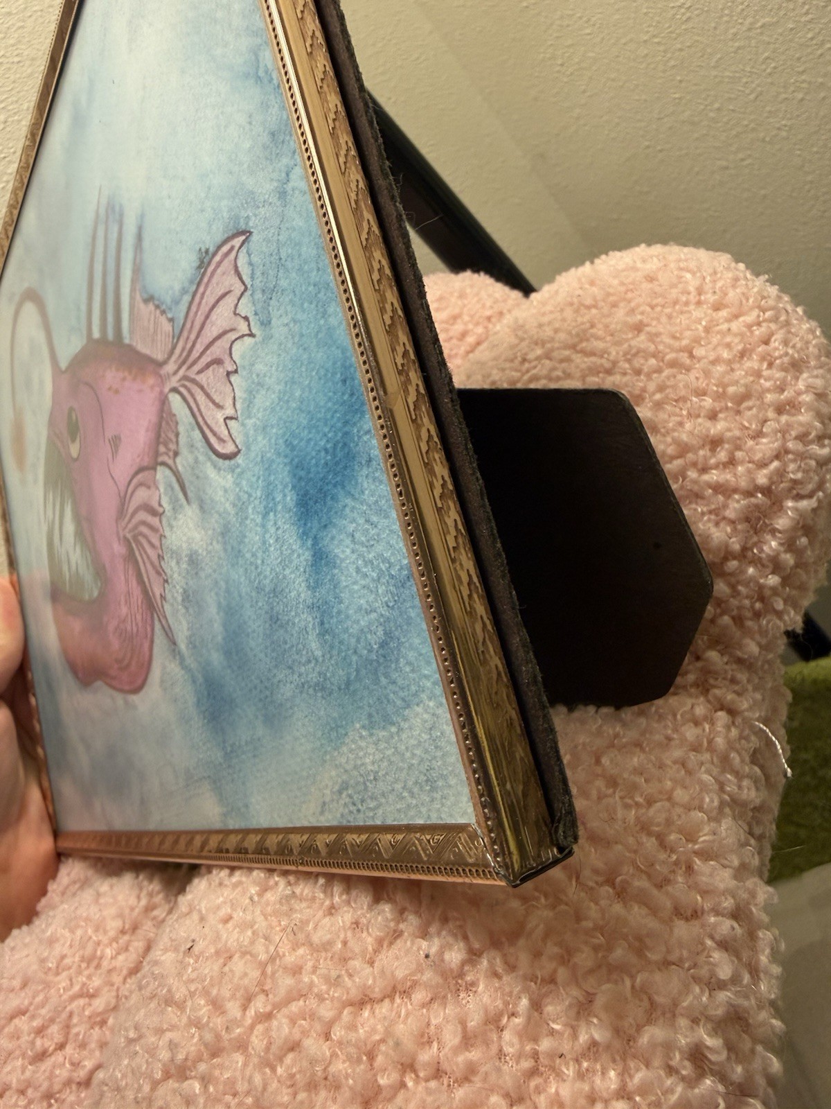 Original Watercolor Painting Of Angler Fish- Iridescent