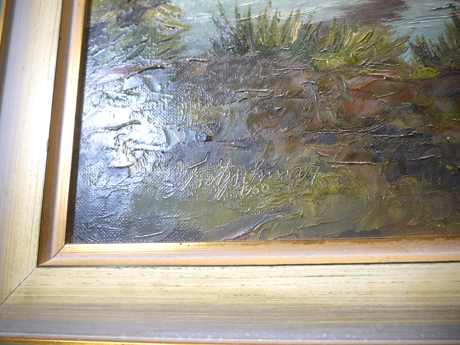 1960 German Landscape Heidelberg Bridge CASTLE Oil PAINTING Signed Kretschmar ?