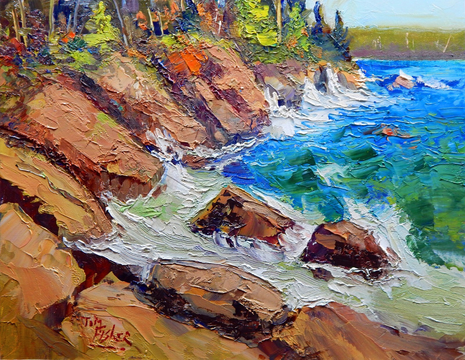 Great Lakes UP palette knife realistic Impressionism oil Painting landscape