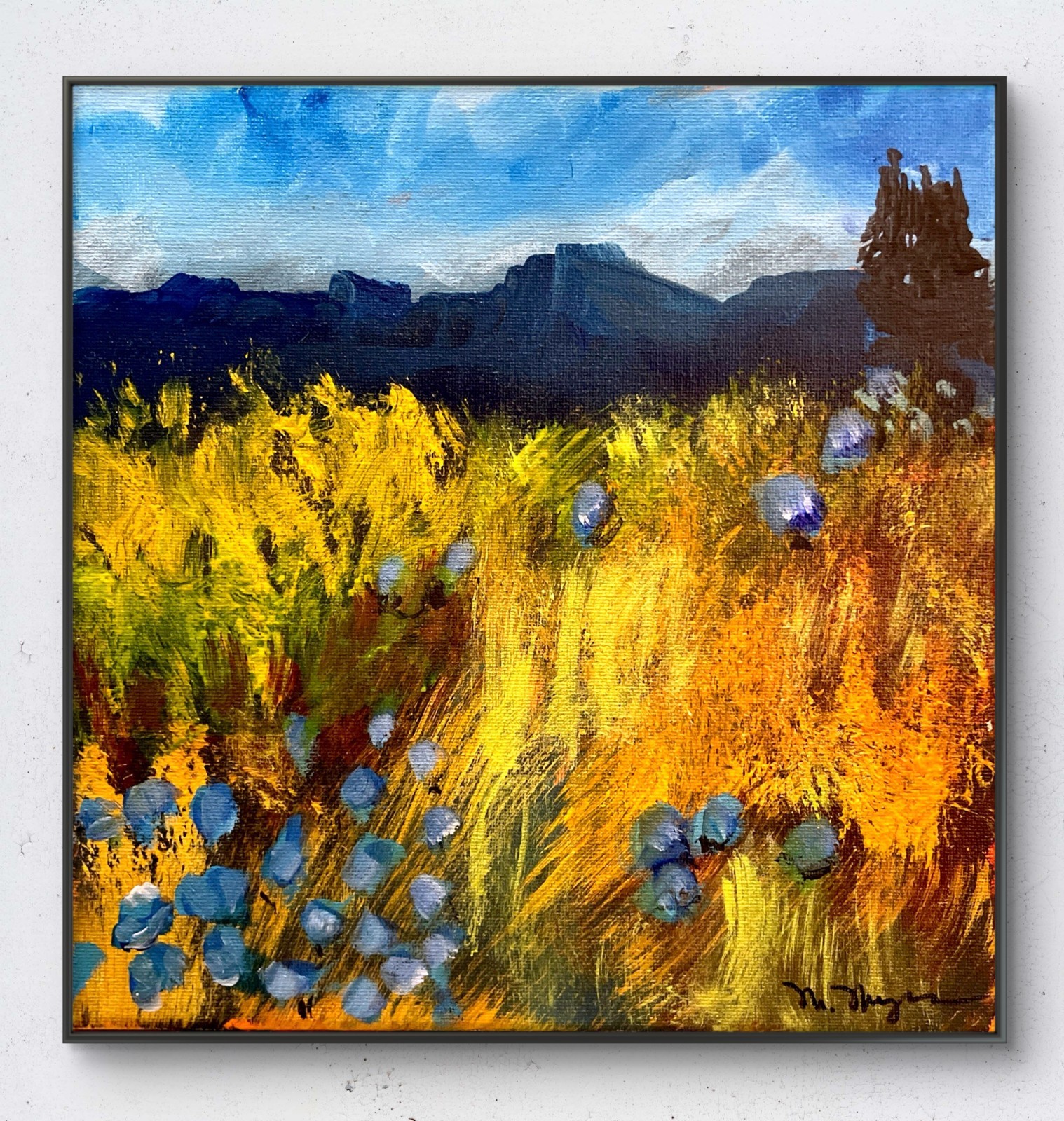 Mary Myers Original Abstract Expressionism 10×10 Landscape Signed Fine Art