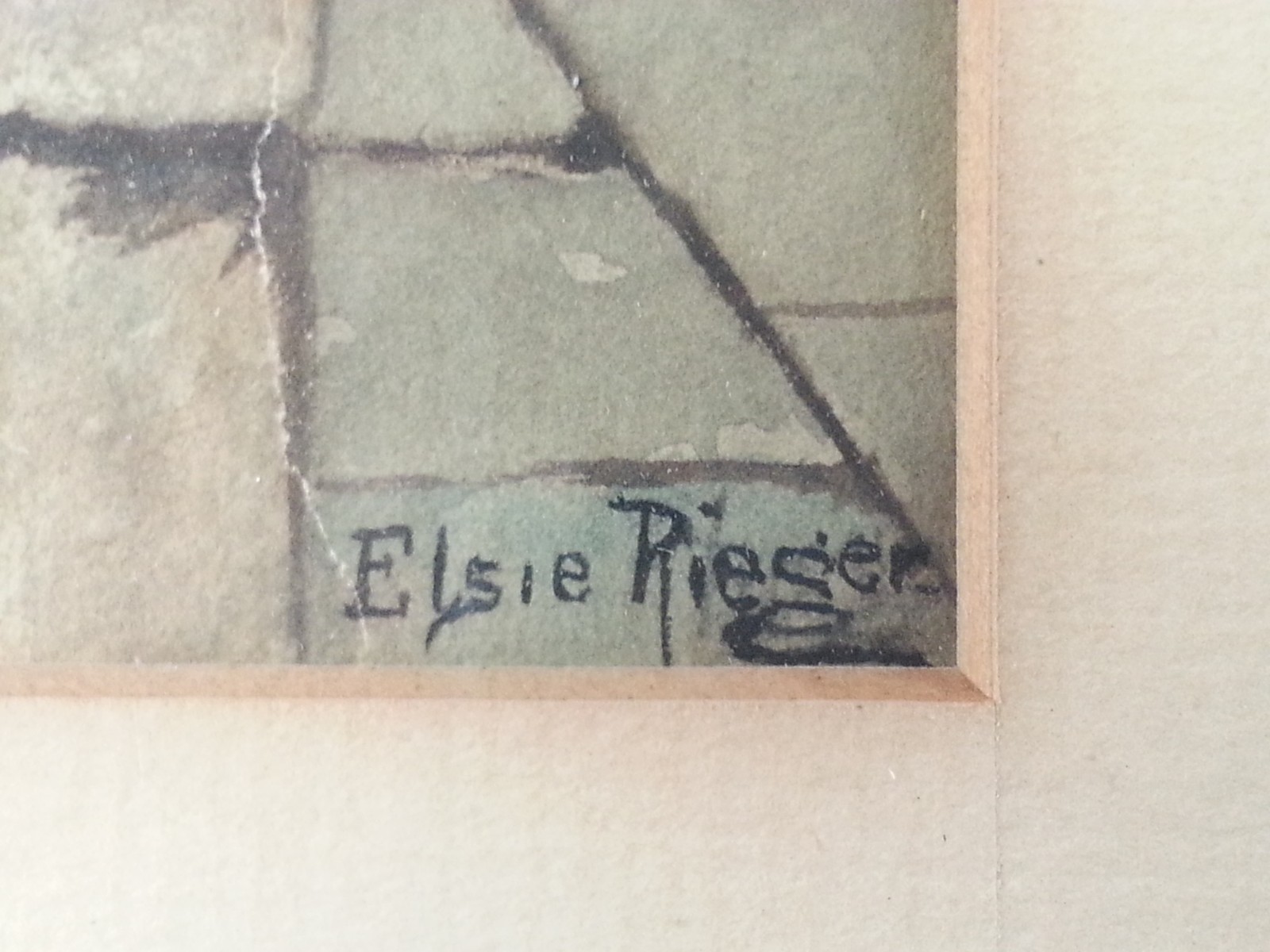 Elsie Rieger Signed Original Watercolor Painting Framed European Canal Scene Art