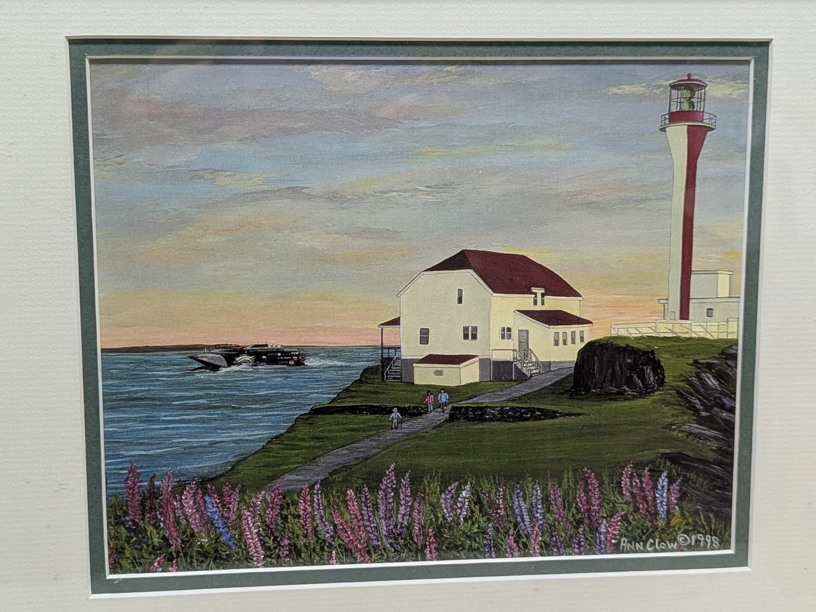 Seascape Lighthouse Acrylic Painting Reproduction 1999 Ann Clow Signed Yarmouth