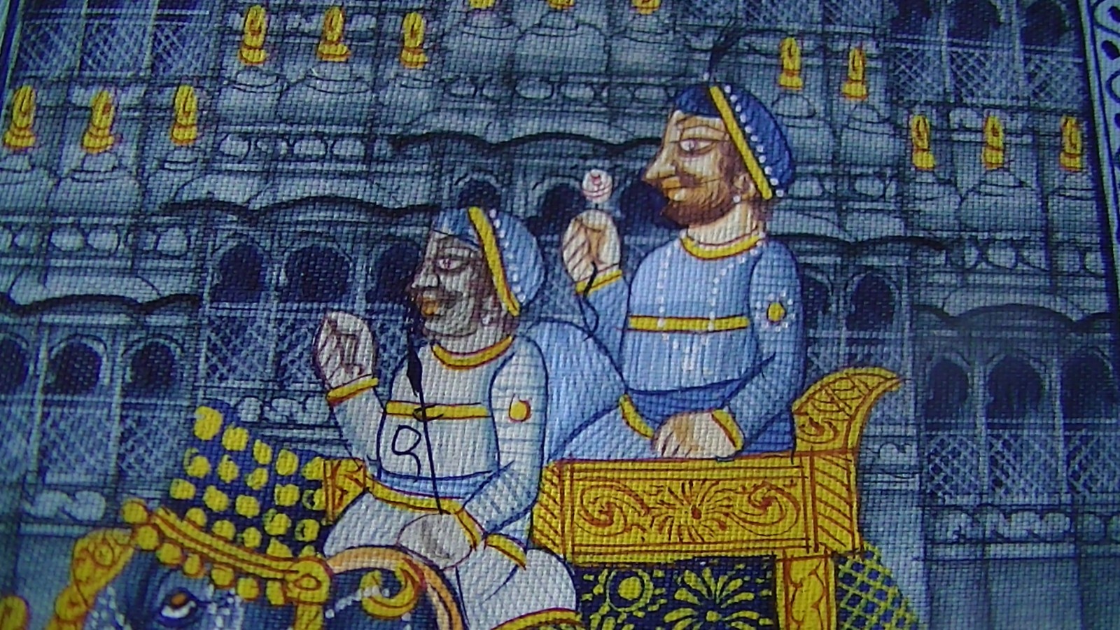 18th Century INDIAN MUGHAl Tiny Triptych painting 8″ X 4.5″ on silk