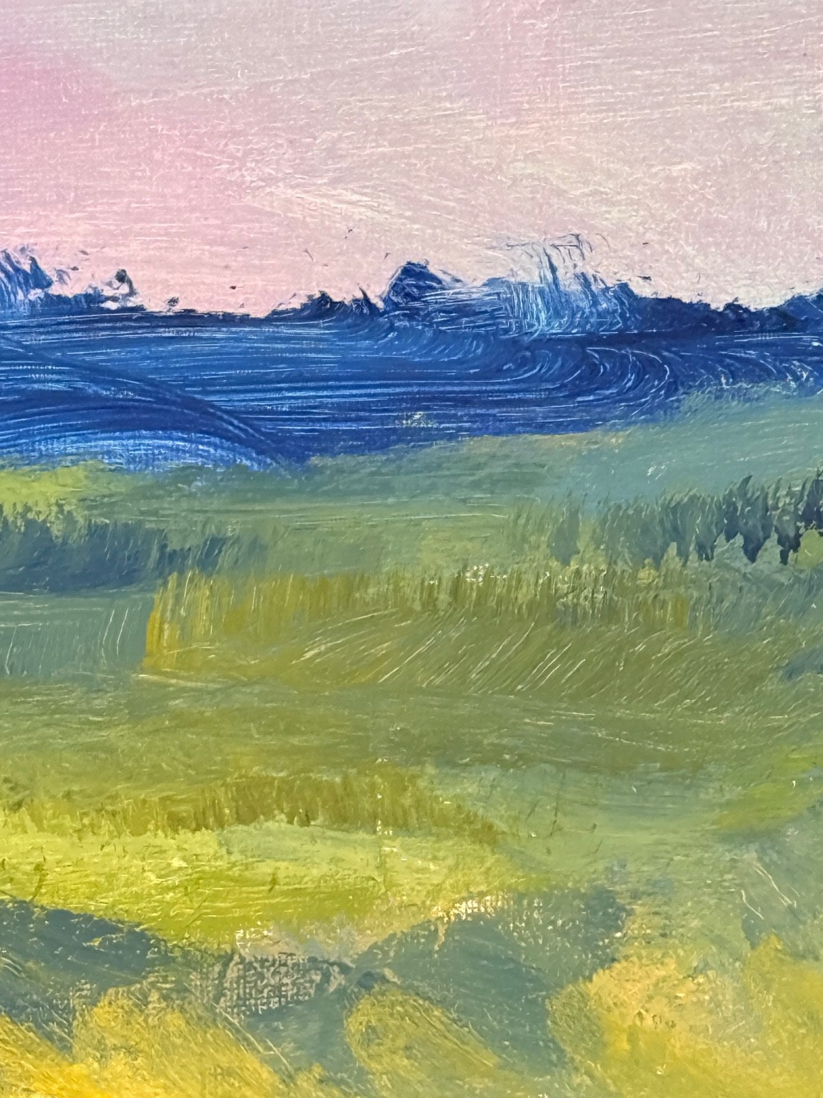 R Stevens Contemporary Meadow Landscape Painting Dramatic Sky Art