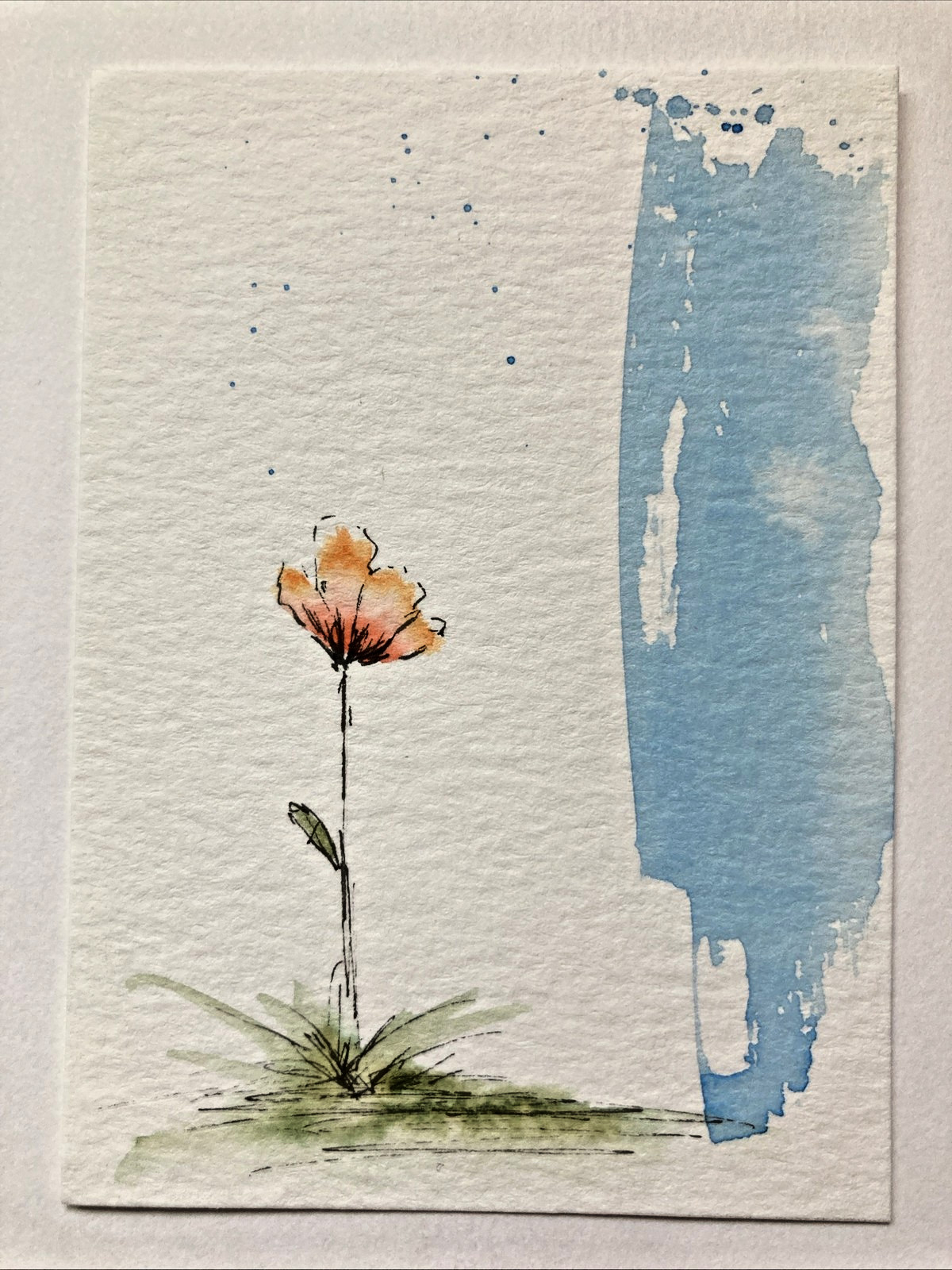 ACEO Original Watercolor Painting OOAK Still Life ATC Artist Trading Card Flower