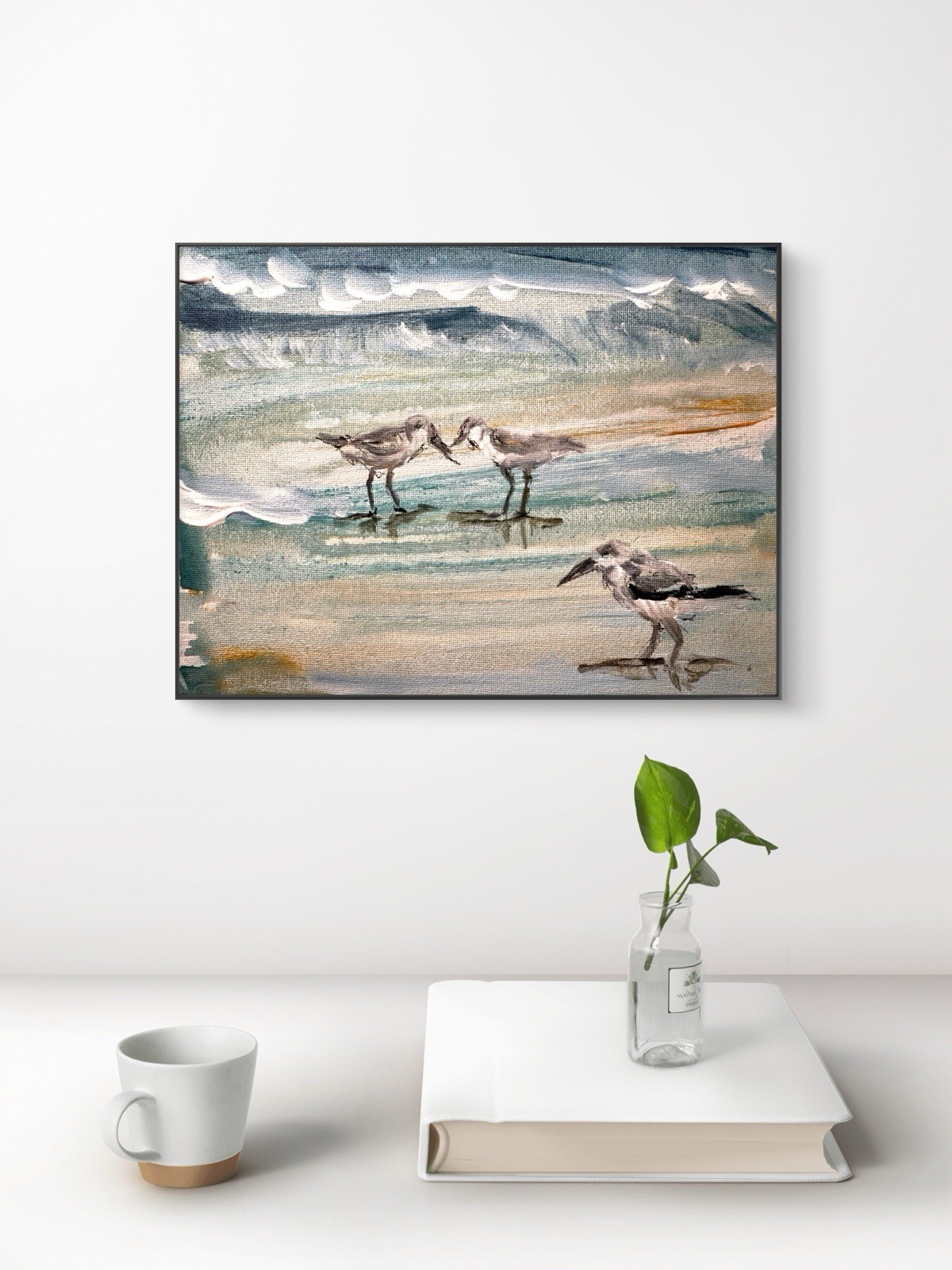 SAMATOWIC Original Abstract Sandpipers 8×10 Handmade Signed Fine Art 255