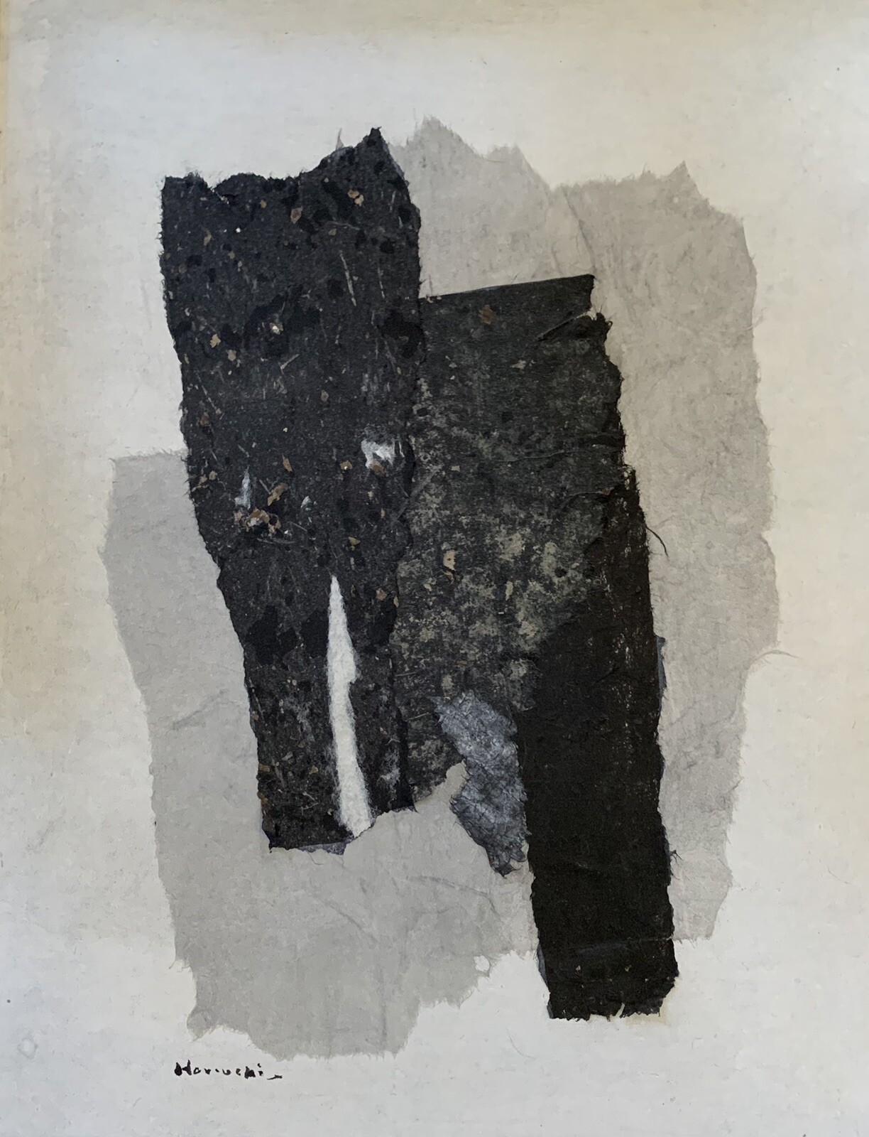Paul Horiuchi WINTER GRAY Original Casein Collage – Northwest Mystic