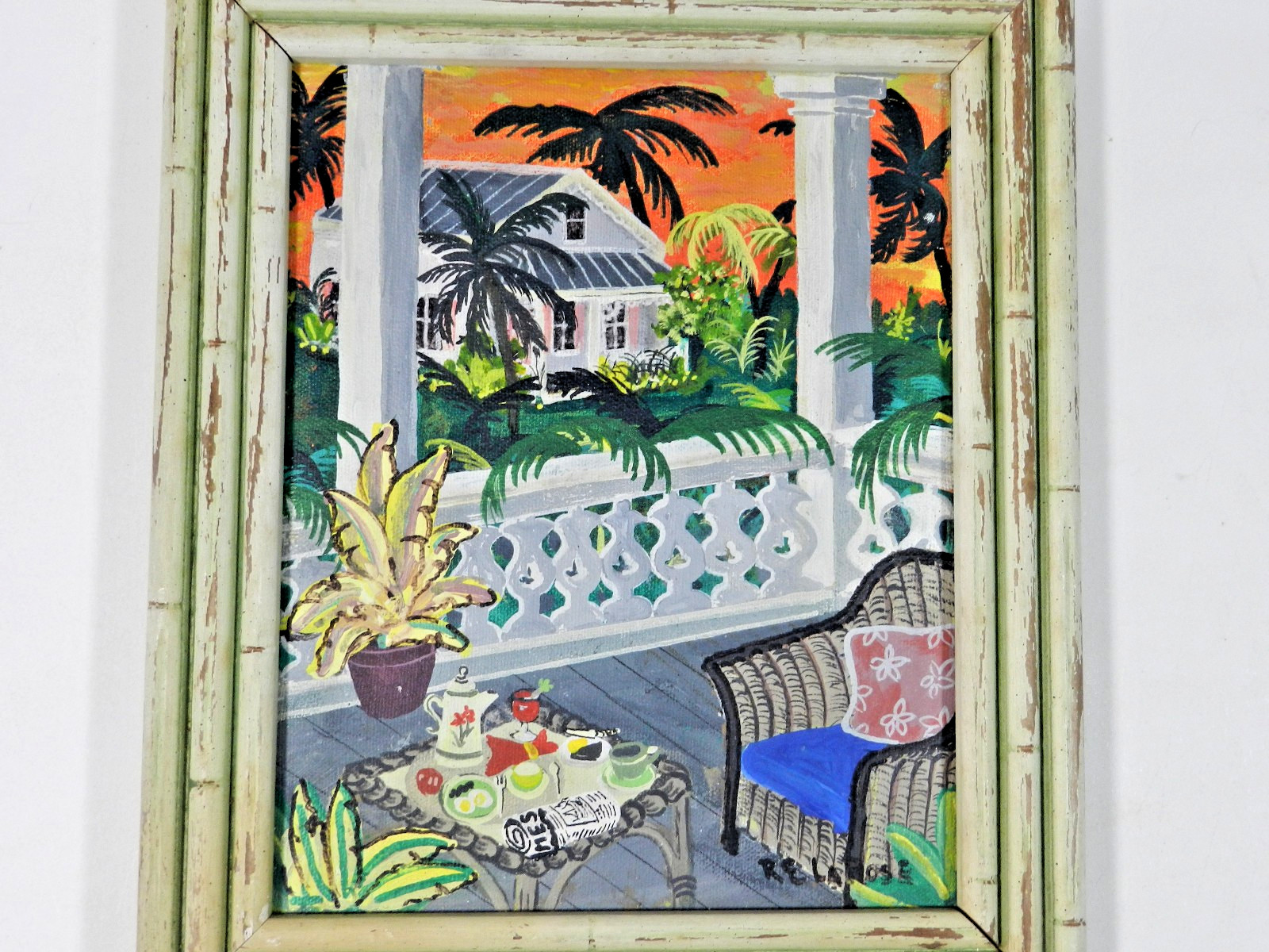 Original Old Florida Oil on Canvas Painting Signed LaRose