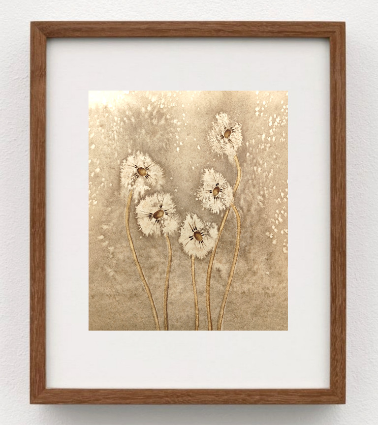 Original Watercolor Painting 13×15 in Dandelion Flowers Spring Art Wall Art