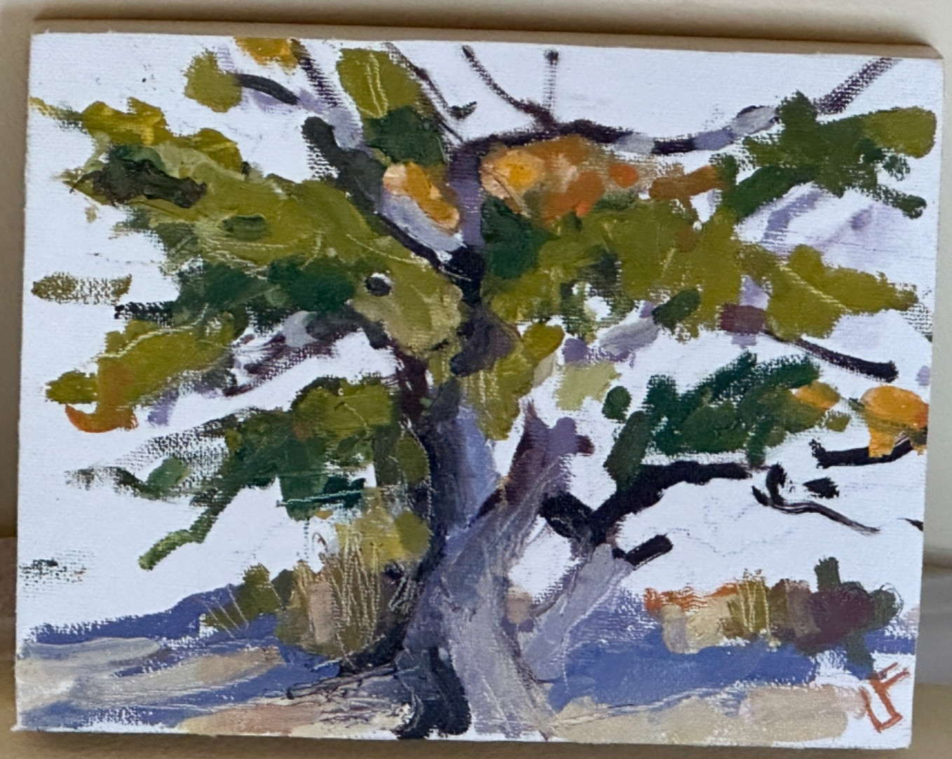 LISA FLYNN SANTA FE ARTIST OIL PAINTING ON CANVAS FRAMED 2020 5.25″ X 6.75″