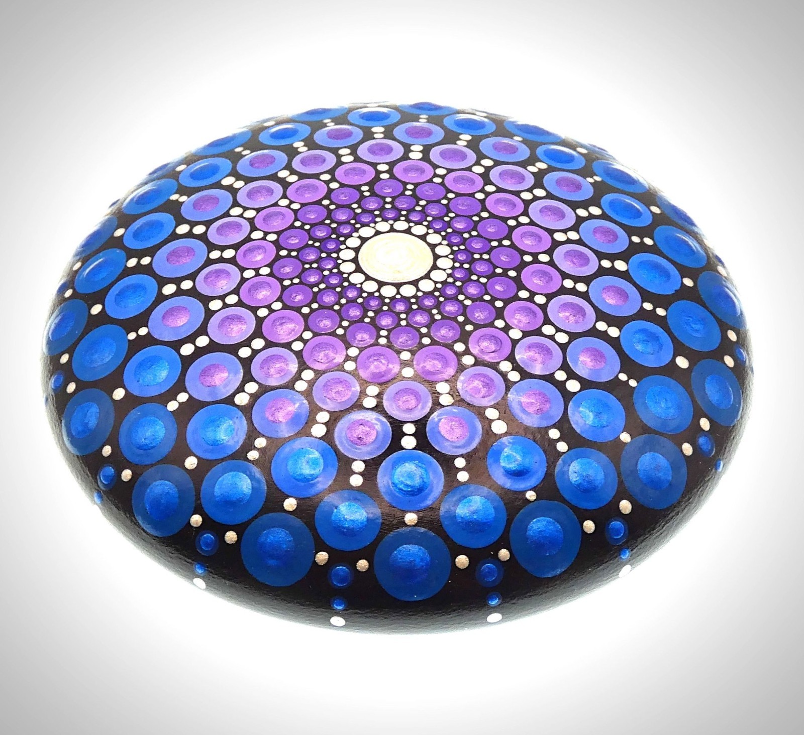 FREE SHIPPING Mandala Dotting Meditation Stone Hand Painted OOAK Signed Art