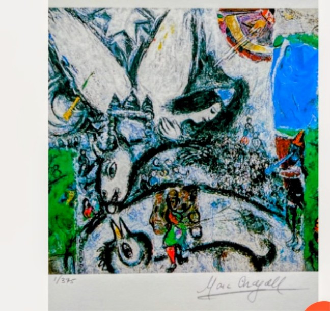 Rare embossed Marc Chagall signed stamp litho limited edition